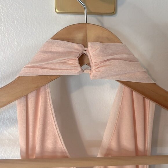Lulu’s NWT Don't Let Go True Blush Halter Maxi Chiffon Prom Formal Dress Sz S - Picture 9 of 13